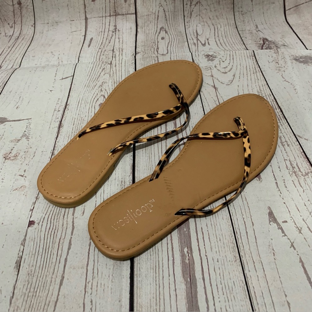 West Loop Leopard Print Thong Sandals Sz 7/8M Cushioned Insole